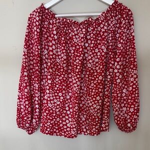 SHEIN Red Floral Blouse